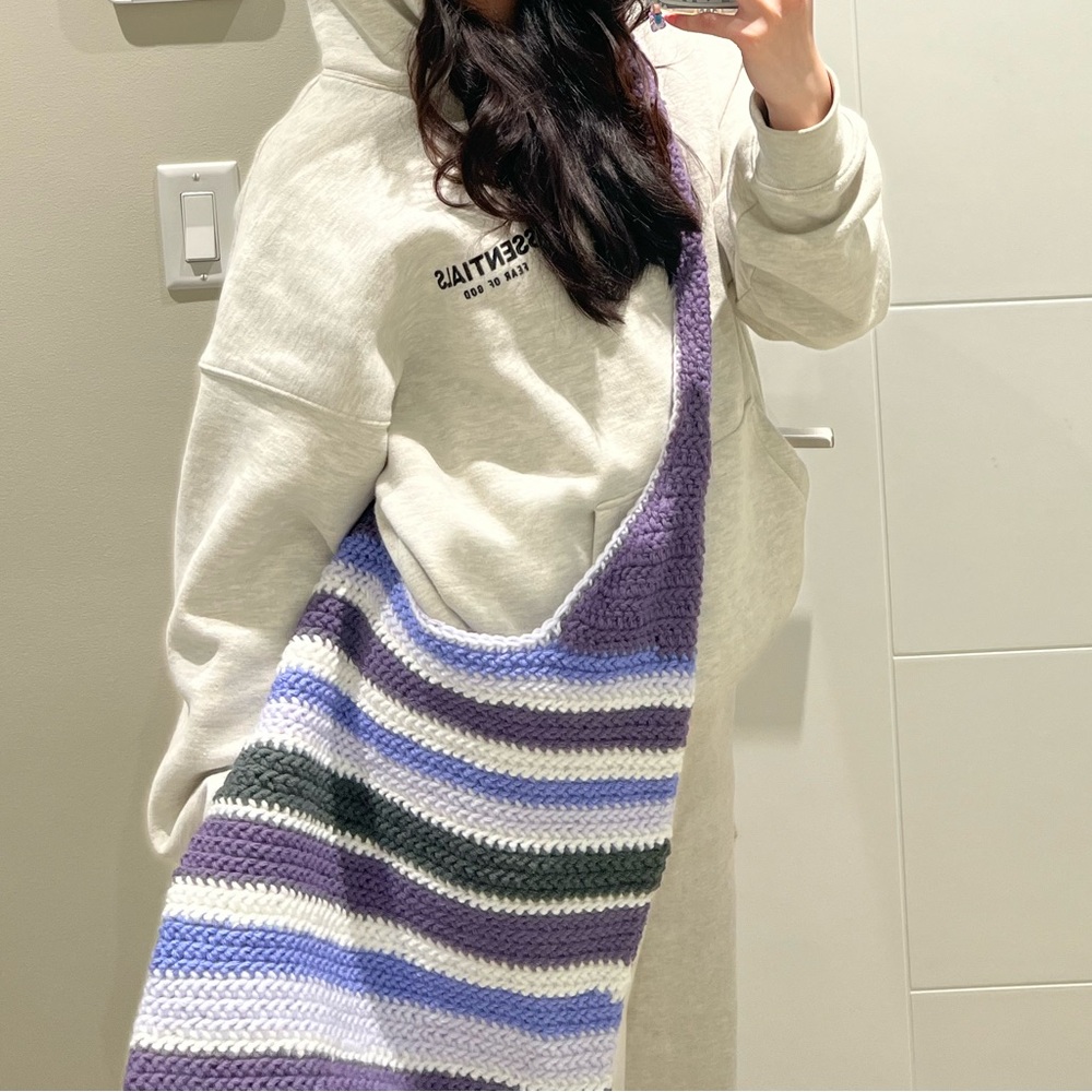 Crochet tote bag purple - Picture 1 of 3